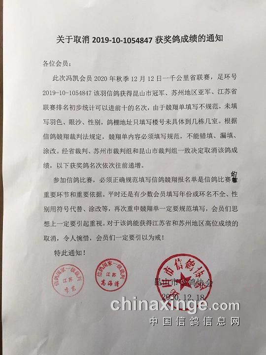 唐山市信鸽协会最新公告发布消息通知