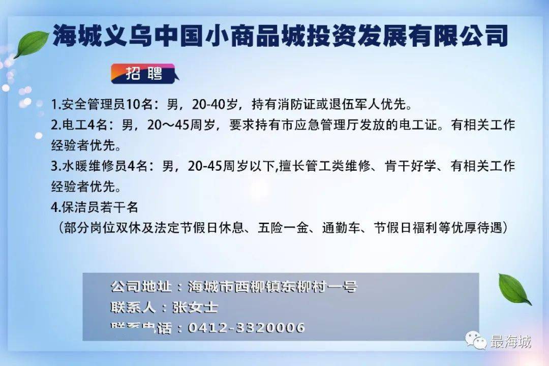 海城最新招聘信息网全面解析，最新招聘信息一网打尽！